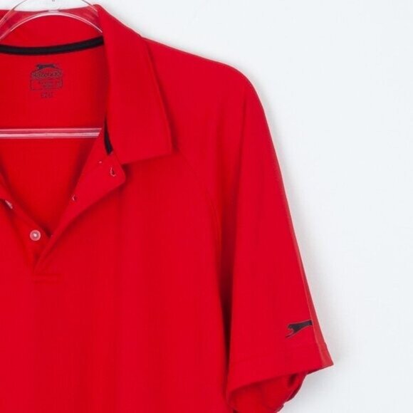 Slazenger Mens Short Sleeve Pullover Polo Shirt Size XXL Red Golf Preppy Office - Picture 2 of 7